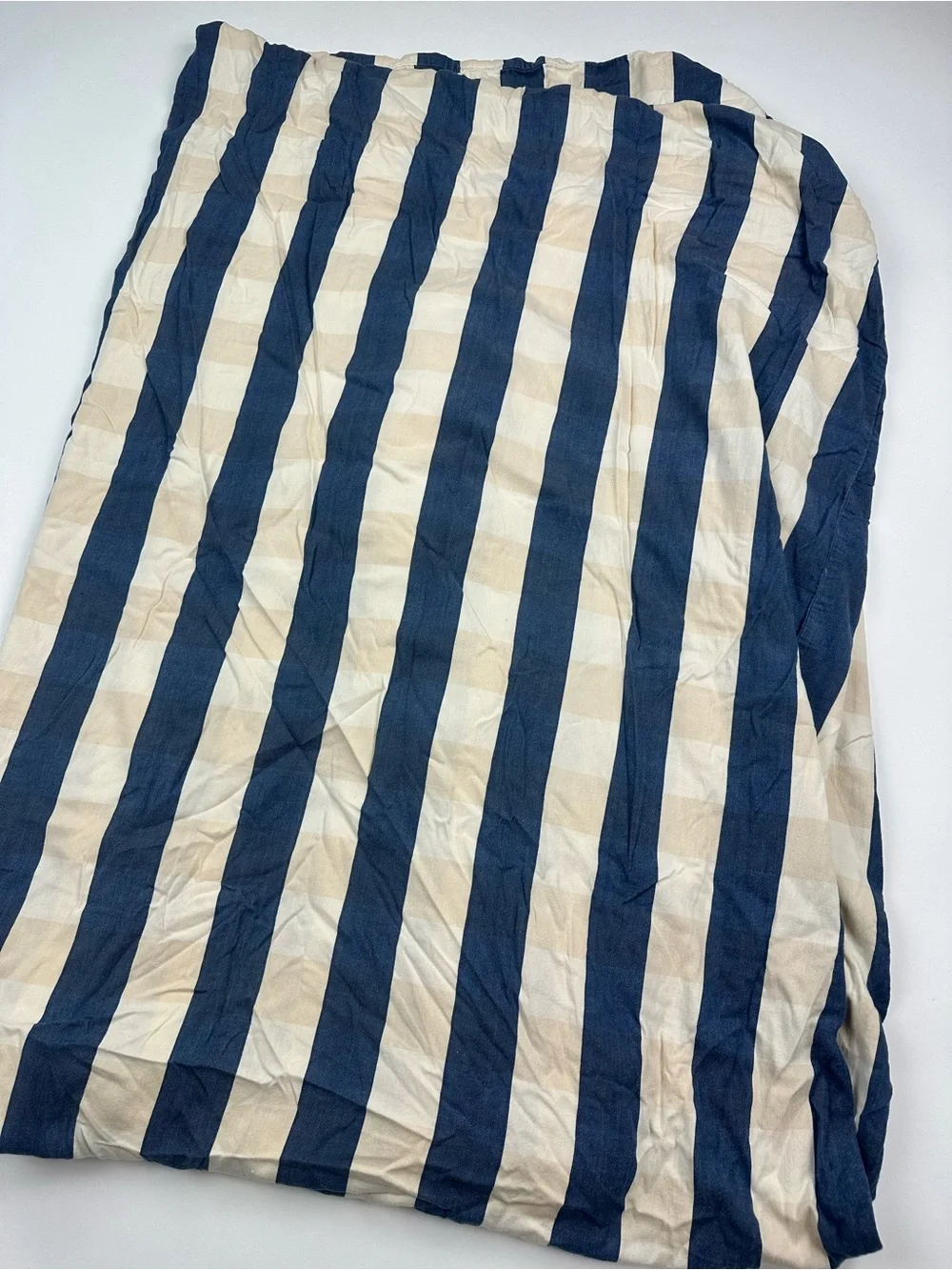 Restoration Hardware Baby & Child Navy Neutral Striped Checkered Duvet Cover